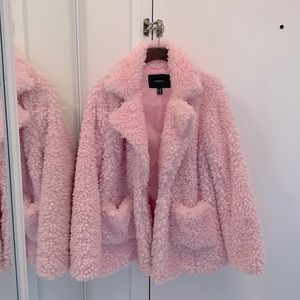 Light pink faux fur jacket